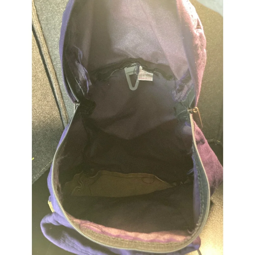 Vintage Jansport Purple Canvas Day‎ Pack Backpack Front Pocket Made in USA